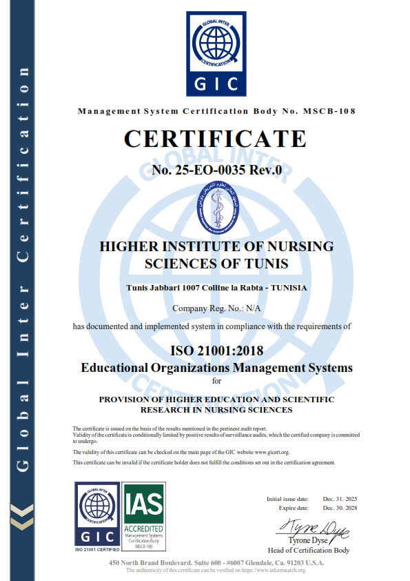 L’Institut Supérieur des Sciences Infirmières de Tunis ISSIT certifiée ...